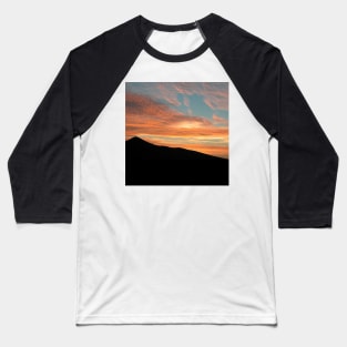 Red Clouds Scenic Sunset Black Hill Landscape Baseball T-Shirt